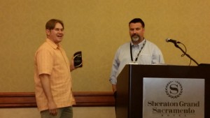 Robert Shanaberger (with Tim Jankowski of Caltrans) accepts Exemplary Systems Award