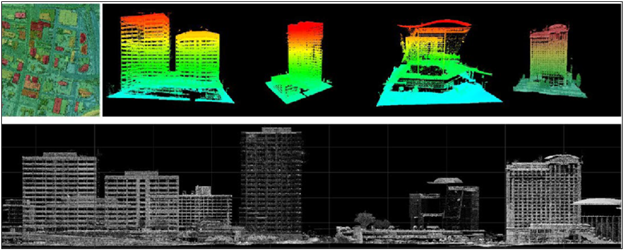 Dewberry product example: lidar point clouds of buildings